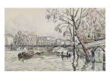 Vue de la Seine en crue au Pont des Arts