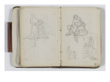 Carnet de croquis vers 1865-1870 : Trois études avec figures ; étude de deux personnes debout