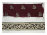 Tenture et bordure en brocart or et nacarat  à fleurons et fleurs (bordure en Gros de Tours fond