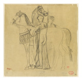 Deux chevaux conduits par deux femmes