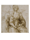 Vierge à l'Enfant assise  lisant  dans un paysage