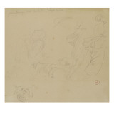 Etude de personnage drapé  deux études de drapé  étude de femme affaissée pour les Athéniens