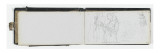 Album : feuillet vierge ; études de figures et annotations manuscrites