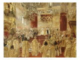 Le Couronnement de Nicolas II (1868-1918)  dernier tsar de Russie (1894-1917) et de l'impératrice
