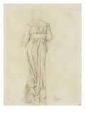 Femme  de dos  vêtue d'une robe longue  ample et ceinturée