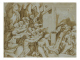 La sainte Famille et dix-sept figures  d'après l'Adoration des Mages