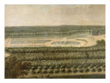 Vue de l'Orangerie  des parterres et du château de Versailles prises des hauteurs de Satory