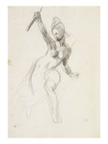 Femme à demi-nue brandissant un bâton ; Etude pour la "Liberté guidant le peuple" ; 1830