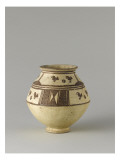 Vase à décor géométrique : coqs et soleils