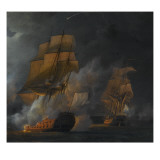Combat naval entre le vaisseau français "le Triton" commandé par le comte de Ligondès et le
