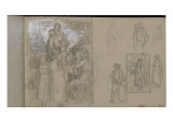 Album : Etudes pour une composition : femme avec des enfants et guitariste vers 1866