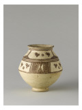Vase à décor géométrique : coqs et soleils