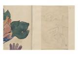 Album Ancien culte Mahori :  Un accouplement et feuille vierge avec dessin rapporté