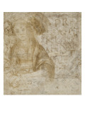 Vierge à l'Enfant en buste ; figures ; essais d'écriture