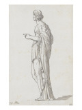 Album :femme debout  vue de trois quarts et tournée vers la droite  sur un socle; femme debout