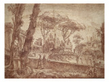 Intérieur d'un parc avec des personnages