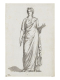 Album :femme debout  vue de trois quarts et tournée vers la droite  sur un socle; femme debout