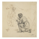 Deux hommes ferrant un cheval