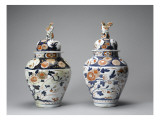 Potiches avec couvercle surmonté d'un coq
