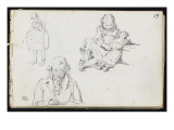 Homme battant le tambour ; fillette et poupée ; homme vu ne buste  lisant Vers 1820