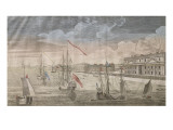 Vue  Magazins de Compagnie  In à Pondichéry  de l'Amirauté et de maison du Gouverneur