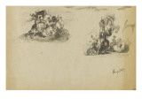 Deux études  combat de cavaliers