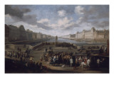 Vue de Paris avec le Louvre  prise du pont Henri IV