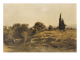 Vue d'un cimetière et d'un chemin creux aux environs de Beyrouth