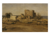 Vue d'un cimetière et d'un port aux environs de Beyrouth