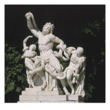 Vue du parc : statue: demi-lune du parterre de Latone côté nord : "Laocoon et ses fils étouffés