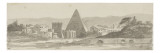 Album : La pyramide de Cestius à Rome ; deux vues de villes sur deux registres superposés