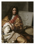 Jacques Buirette  sculpteur (1631-1699) - devant son morceau de réception à l'Académie en 1661: