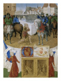 Suffrage  Saints du Livre d'Heures d'Etienne Chevalier : Saint Martin coupant un pan de son manteau
