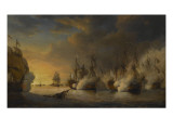 Combat naval entre le vaisseau français "l'Intrépide" commandé par le comte de Vaudreuil 