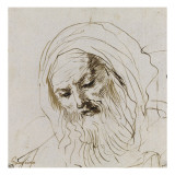 Etude d'une tête de vieil homme barbu  la tête voilée ; Etude d'une tête de