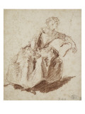 Jeune femme assise  tournée vers la droite