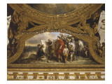 Vue intérieure : grands appartements : salon d'Apollon  plafond : voussure ouest 1672-1681