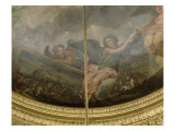 La France en armes répandant la foudre et tenant un bouclier orné du portrait de Louis XIV