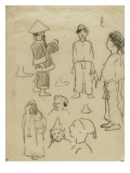Etudes de personnages ; des annamites ; des pieds et des têtes de profil