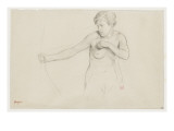 Jeune fille nue  à mi-corps  tirant à l'arc