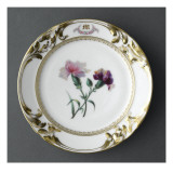 Service du mariage de Louise Alluaud et A Malveigne : assiette avec  au centre  des fleurs