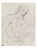 Demi-figure de vieillard et deux têtes d'anges ; Demi-figure d'homme nu  assis  tourné vers droite