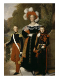 La Reine Marie-Amélie et deux de ses fils  le duc d'Aumale en uniforme de soldat de l'infanterie