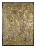 Plaque et couvercle à glissière du Reliquaire de la Pierre du Saint Sépulcre : Les Saintes Femmes