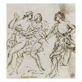Femme enlacée par un homme devant une autre figure ; Tête de femme  penchée vers la droite ; Deux