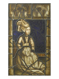 Jeune femme assise lisant  vitrail