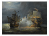 Combat naval entre la frégate "la Vénus" commandée par le capitaine Hamelin contre la frégate
