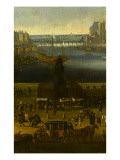 Vue perspective 4 de la Seine de Paris sur le palais du Louvre  depuis le Pont Neuf vers 1666