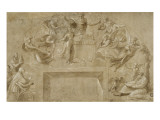 Saint Jean L'évangéliste  écrivant  et le pape Jules II  en prière  ayant l