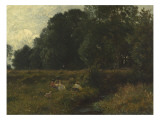 Les Foins de Normandie  Mme Léon Riesener  ses filles et Mme Léon Belly  à 